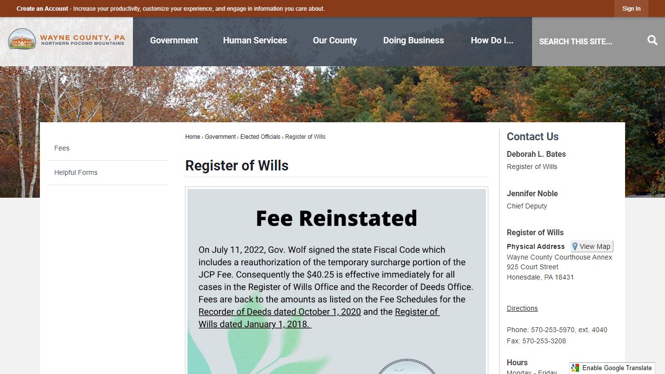 Register of Wills | Wayne County, PA