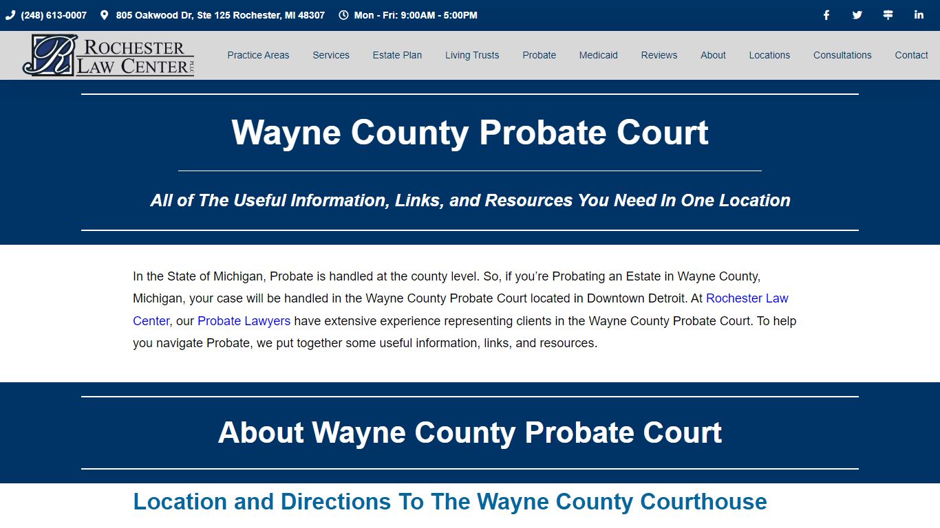 Wayne County Probate Court | Info About Probate| Rochester Law Center